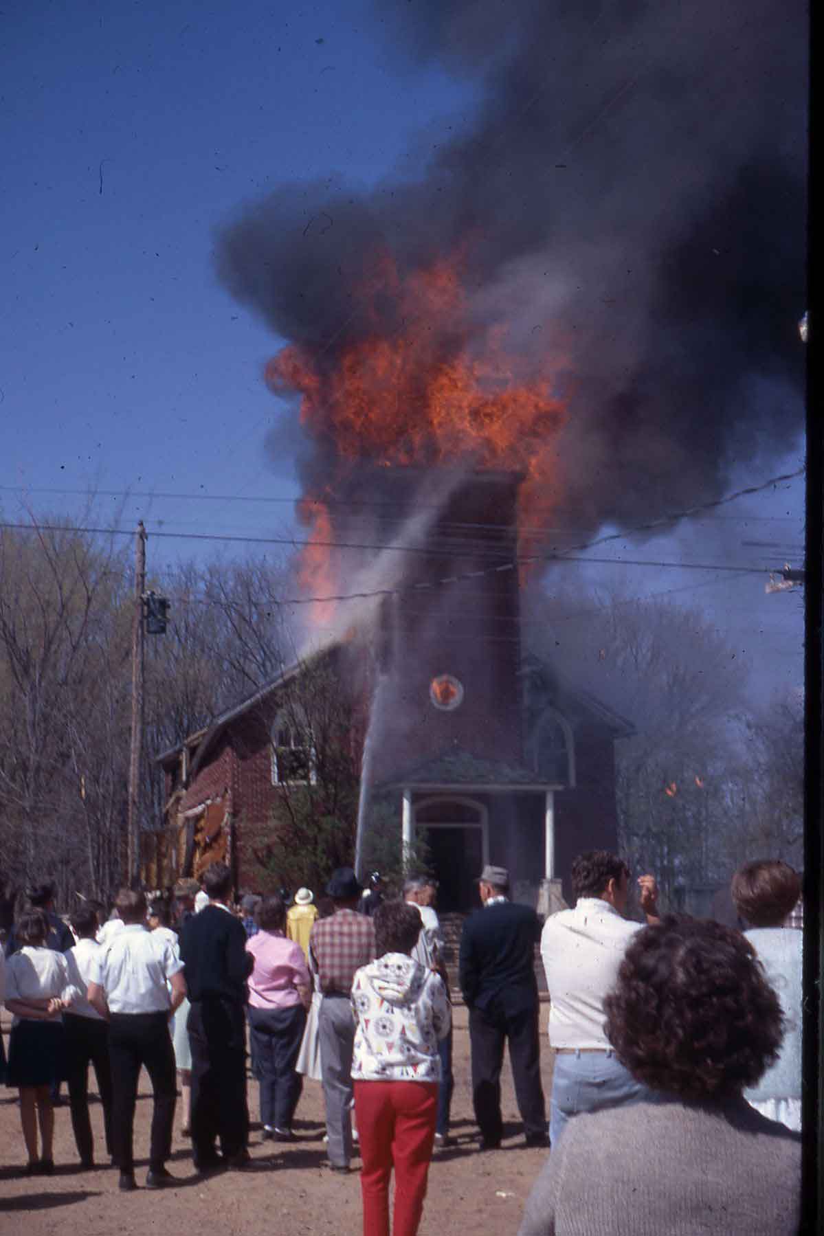 Burning of Old Willard church