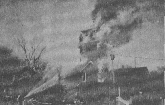 Picture of Old Church Being burned down.