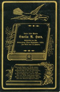 Amelia Horn Memorial Card